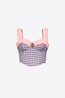 Faux Fur Trim Bustier | Lilac Multi