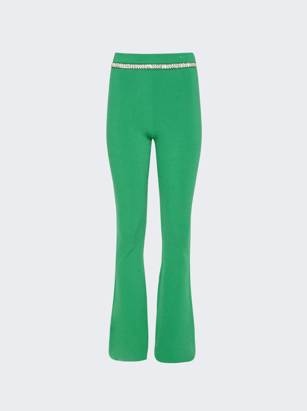 Rabanne | Embellished Knit Flared Trousers | Green