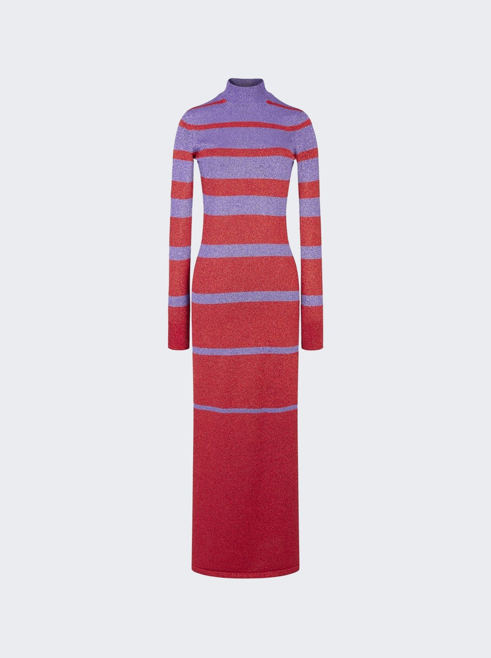 Women | Rabanne | Metallic Stripe Knitted Dress | Purple & Red