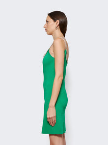 Rabanne | Rhinestone Strap Knit Mini Dress | Green