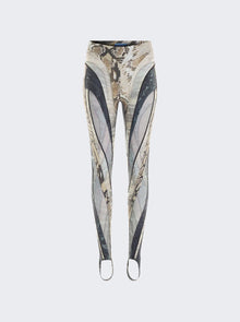 Women | Mugler | Sheer Spiral Leggings | Snake Roccia & Black