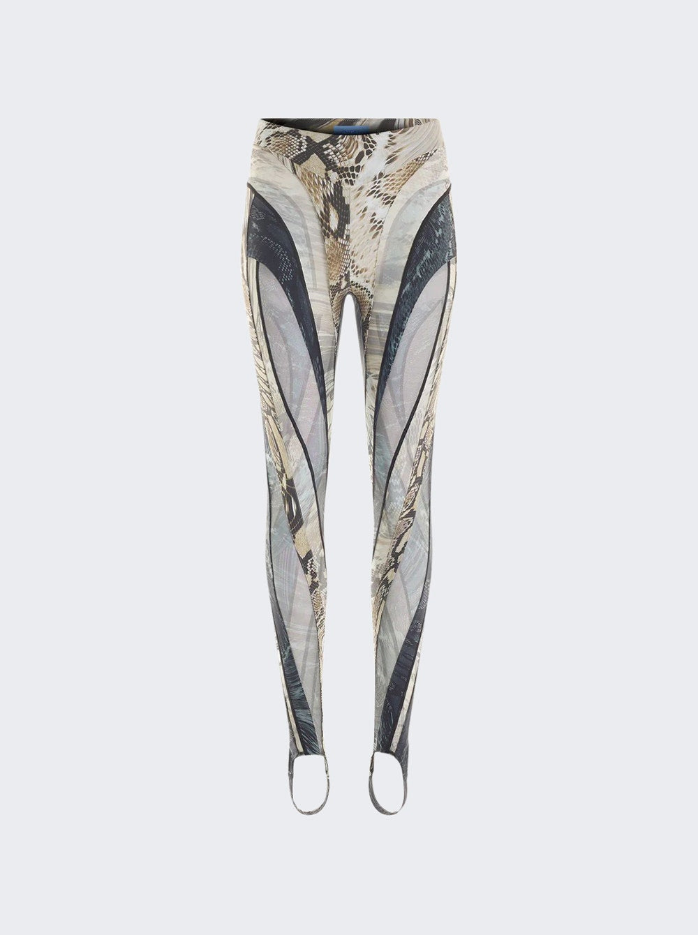 Women | Mugler | Sheer Spiral Leggings | Snake Roccia & Black