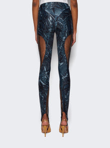 Women | Mugler | Printed Spiral Leggings | Warped Snake Black & Nude