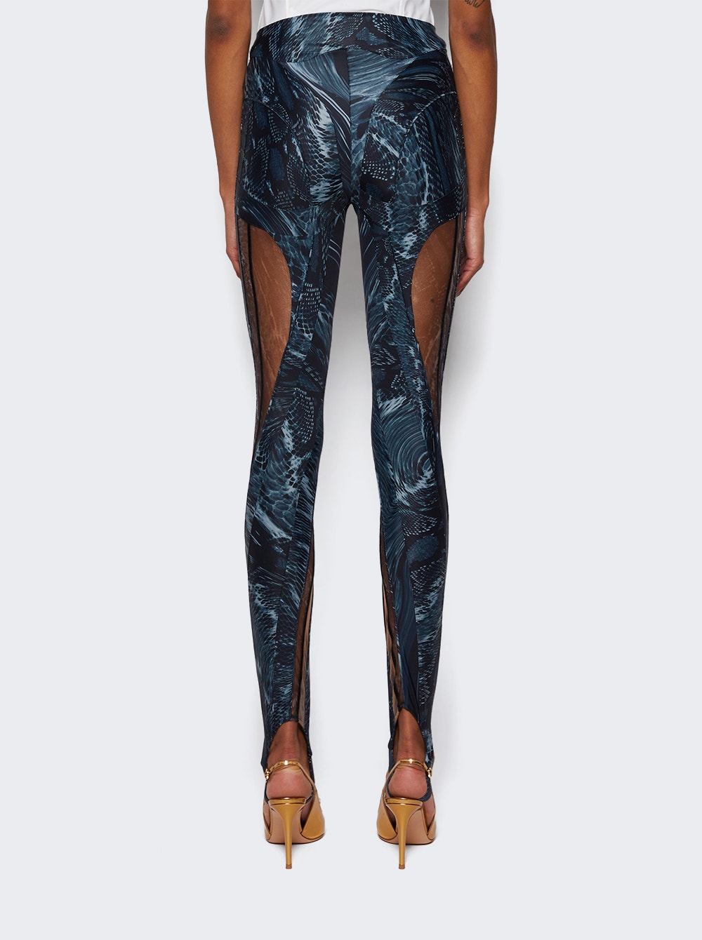 Women | Mugler | Printed Spiral Leggings | Warped Snake Black & Nude