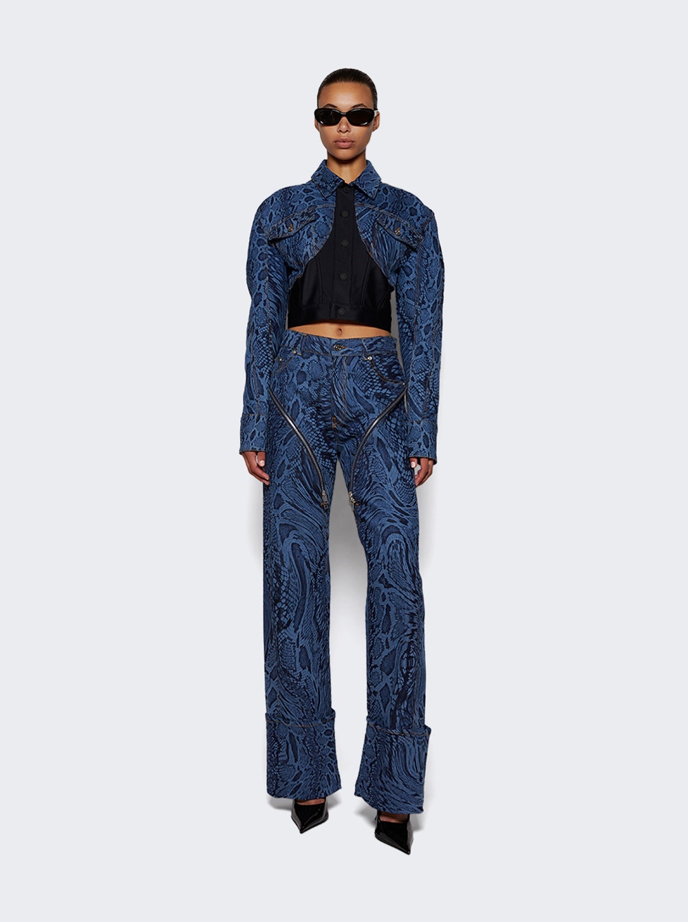 Women | Mugler | Snake Print Jeans | Medium Blue