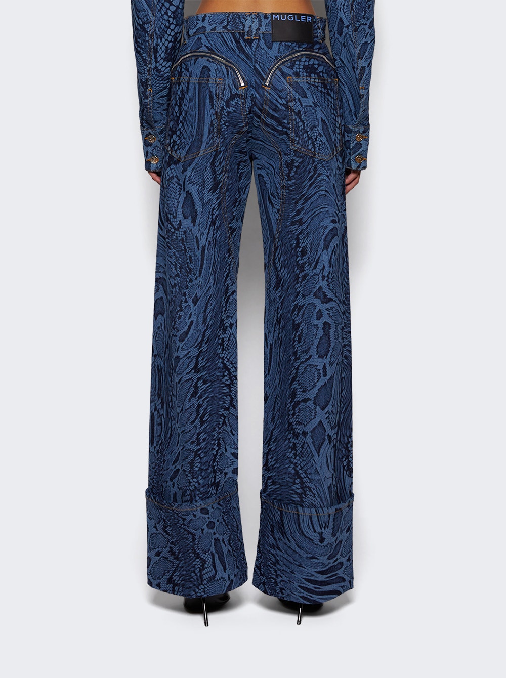 Women | Mugler | Snake Print Jeans | Medium Blue