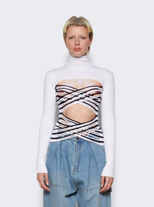 Women | Jean Paul Gaultier | Mariniere Laceree Long Sleeve Top And Navy | White