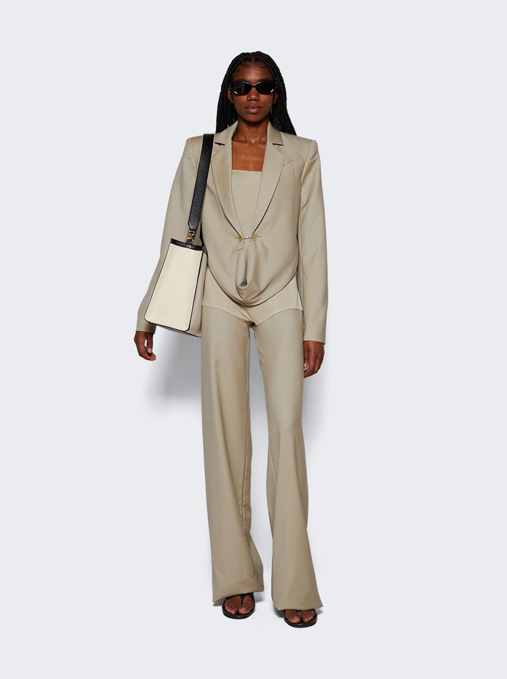 Women | Christopher Esber | Talus Scoop Front Crop Blazer Taupe | Beige