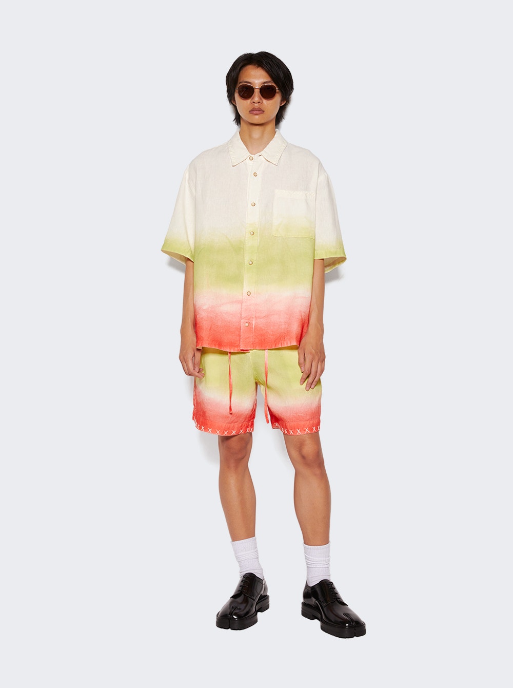 The Elder Statesman | Sulfur Gradient Overshirt Ivory Wasabi And Fiery Coral | Multi