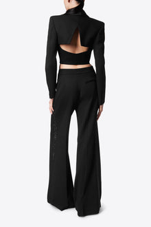 Crystal Embellished Cropped Blazer | Black
