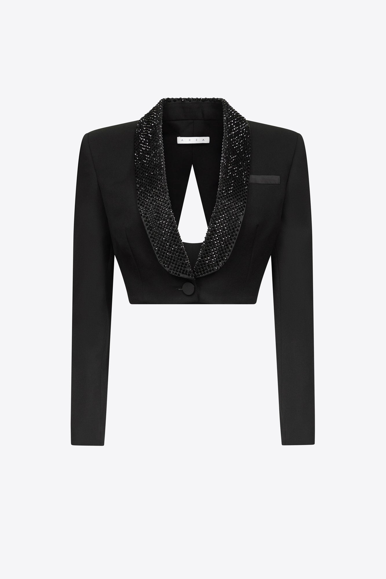 Crystal Embellished Cropped Blazer | Black