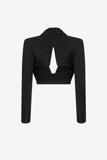 Crystal Embellished Cropped Blazer | Black