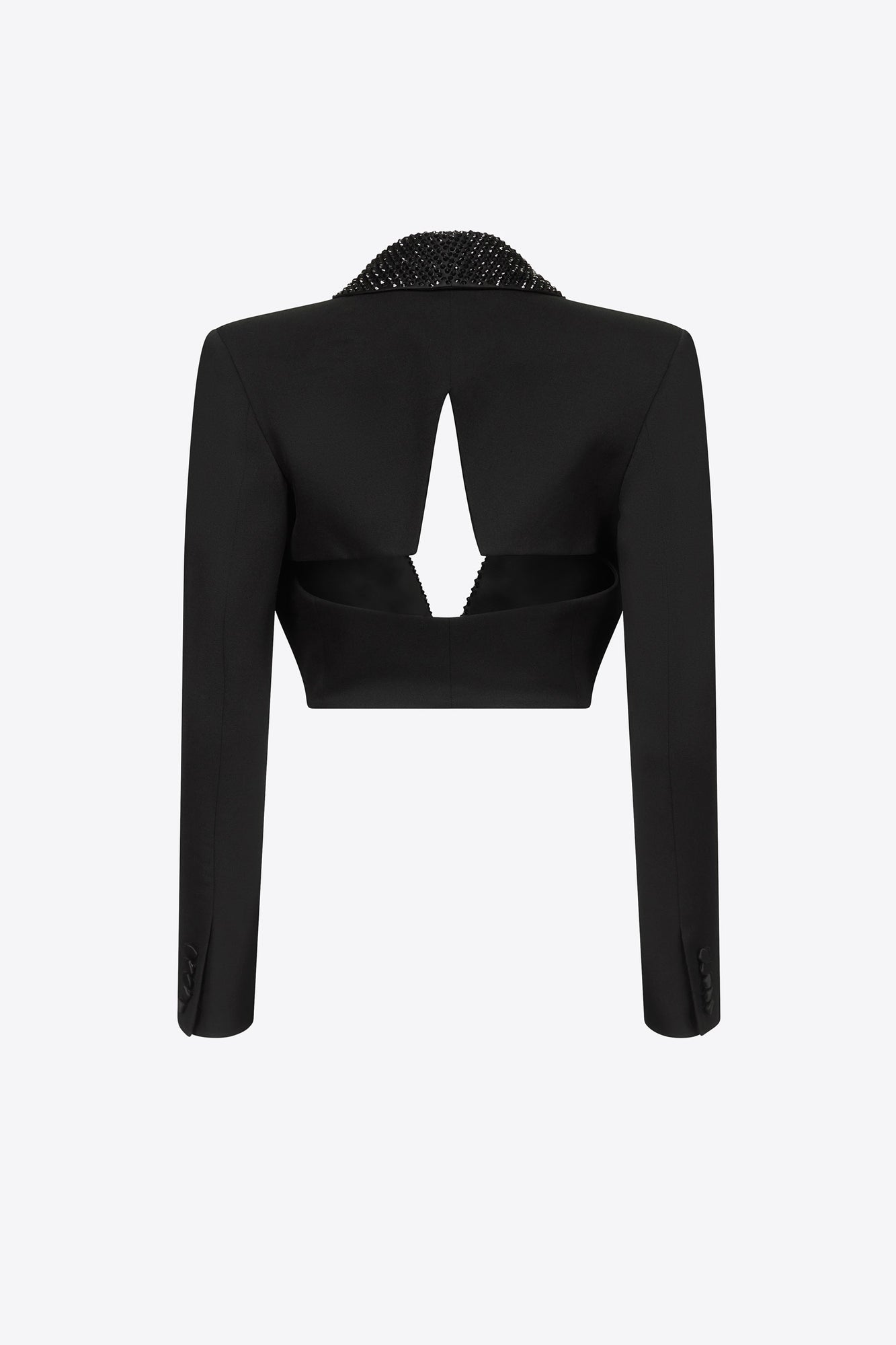 Crystal Embellished Cropped Blazer | Black