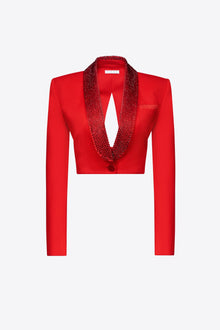 Crystal Embellished Cropped Blazer | Scarlet