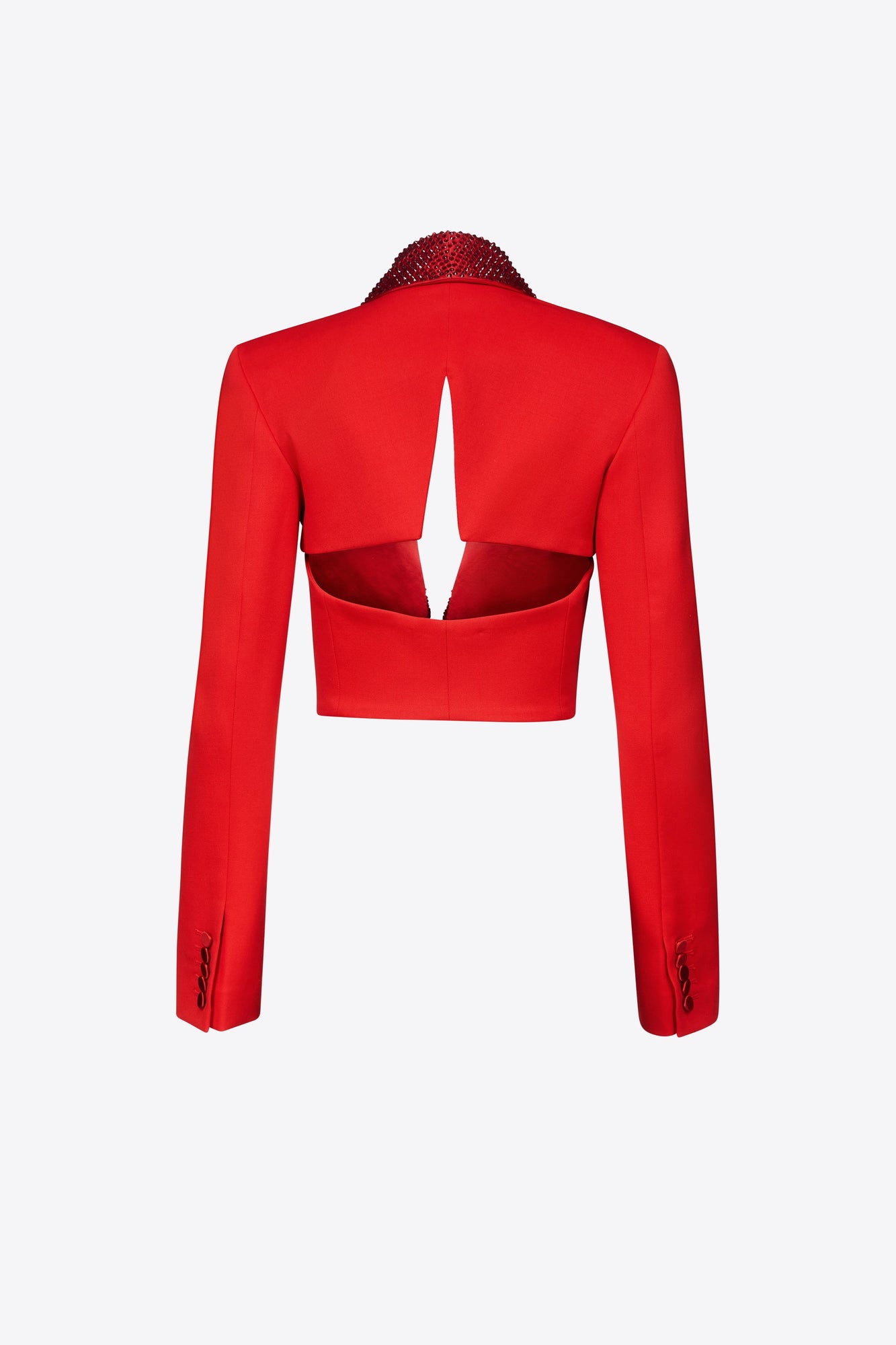 Crystal Embellished Cropped Blazer | Scarlet