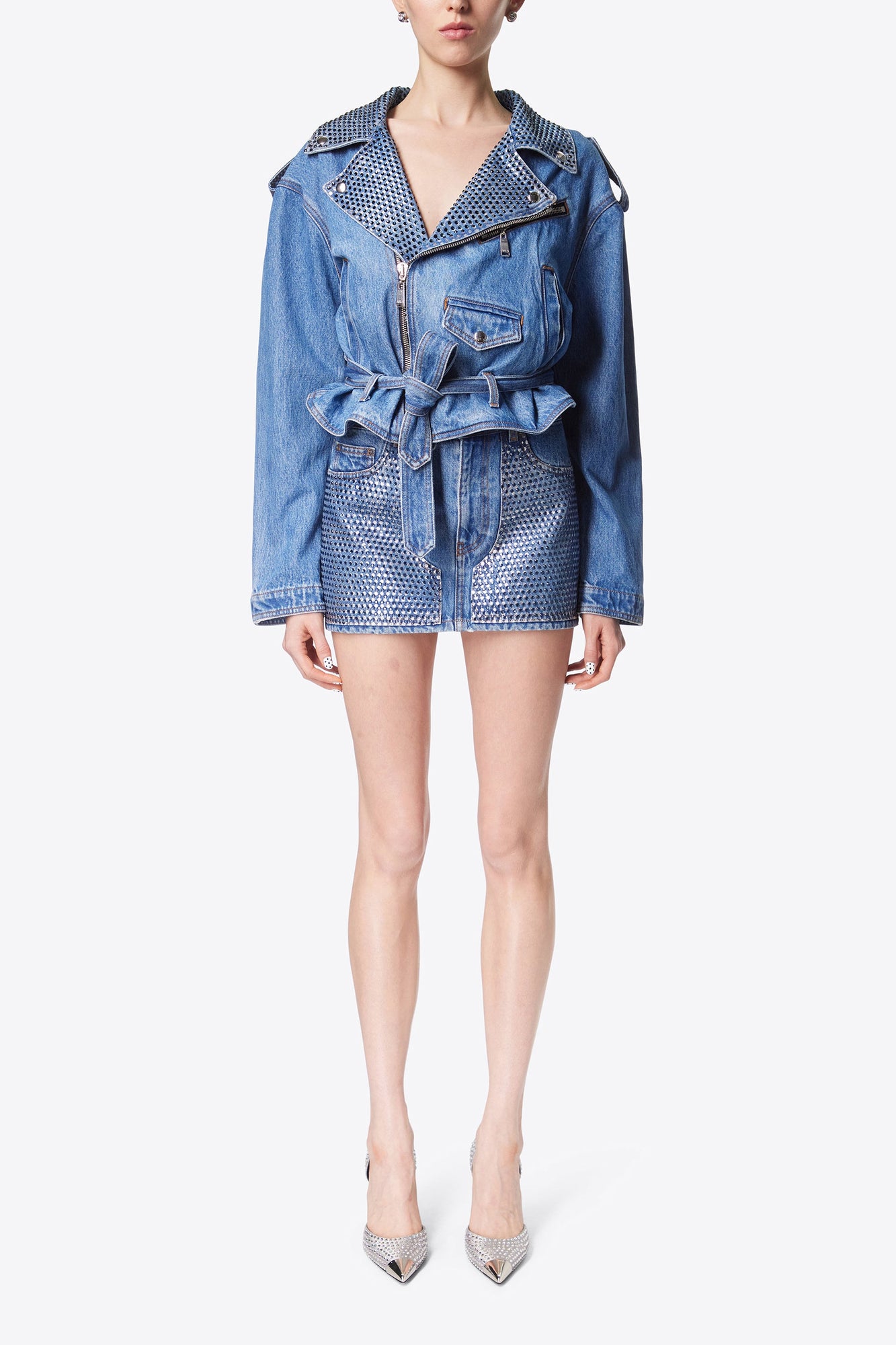 Crystal Embellished Mini Skirt | Medium Indigo