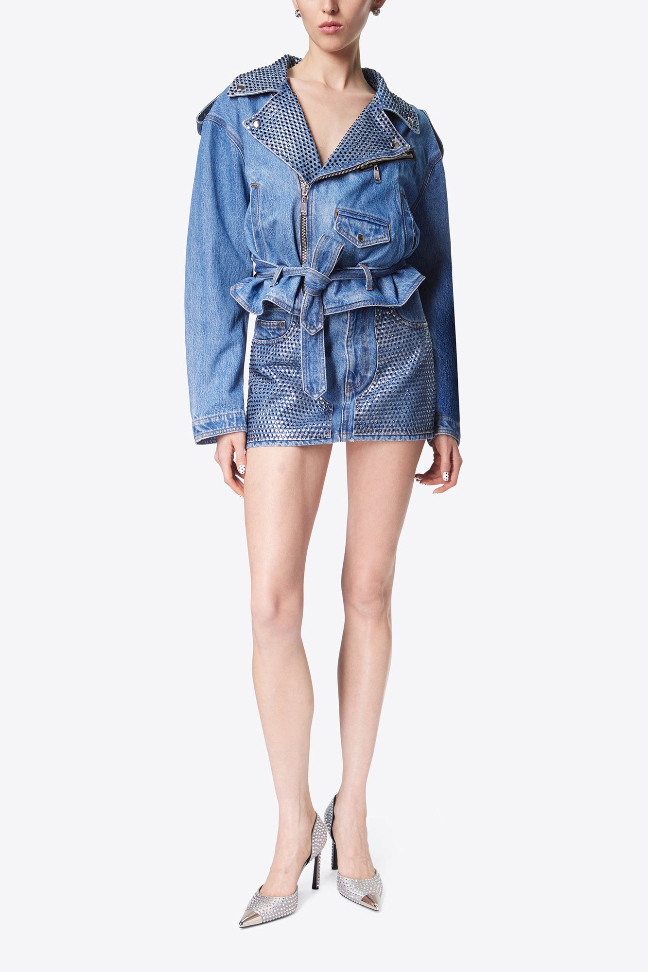 Crystal Embellished Mini Skirt | Medium Indigo