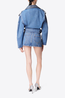 Crystal Embellished Mini Skirt | Medium Indigo