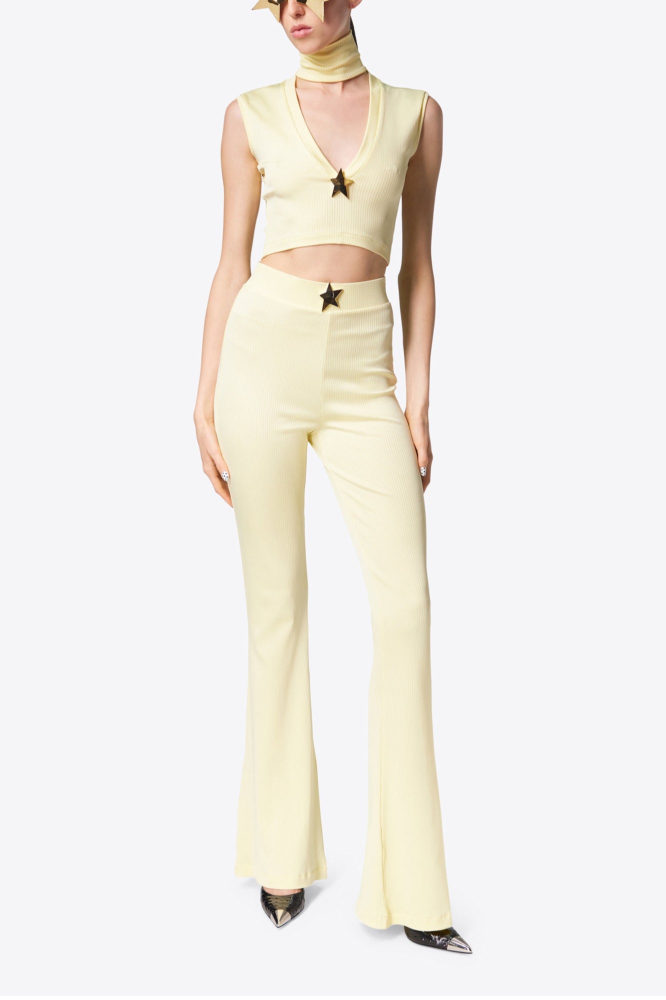 Star Stud Sleeveless Top | Cream Yellow