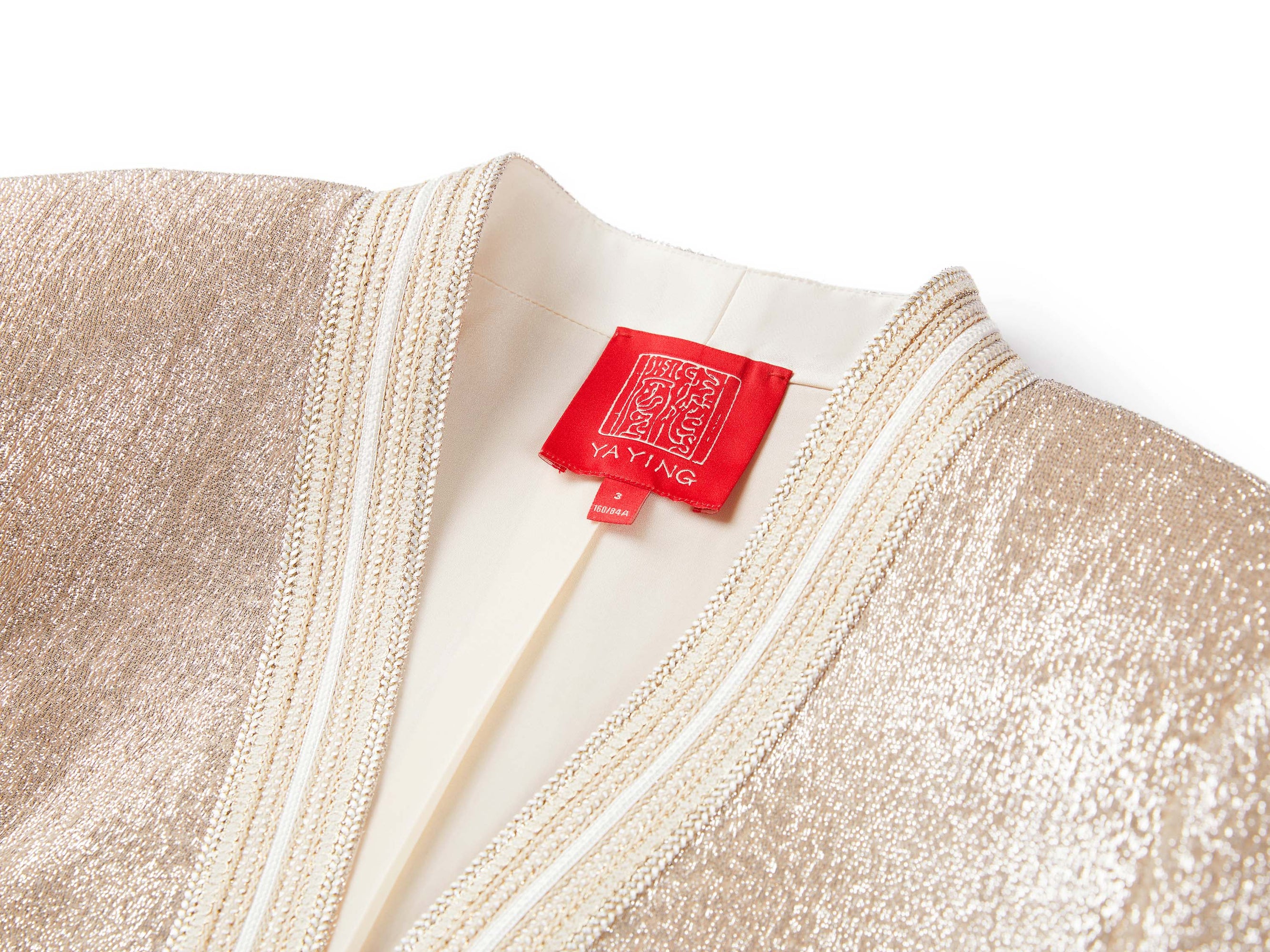 Champagne Metallic Open-Front Jacket | Golden
