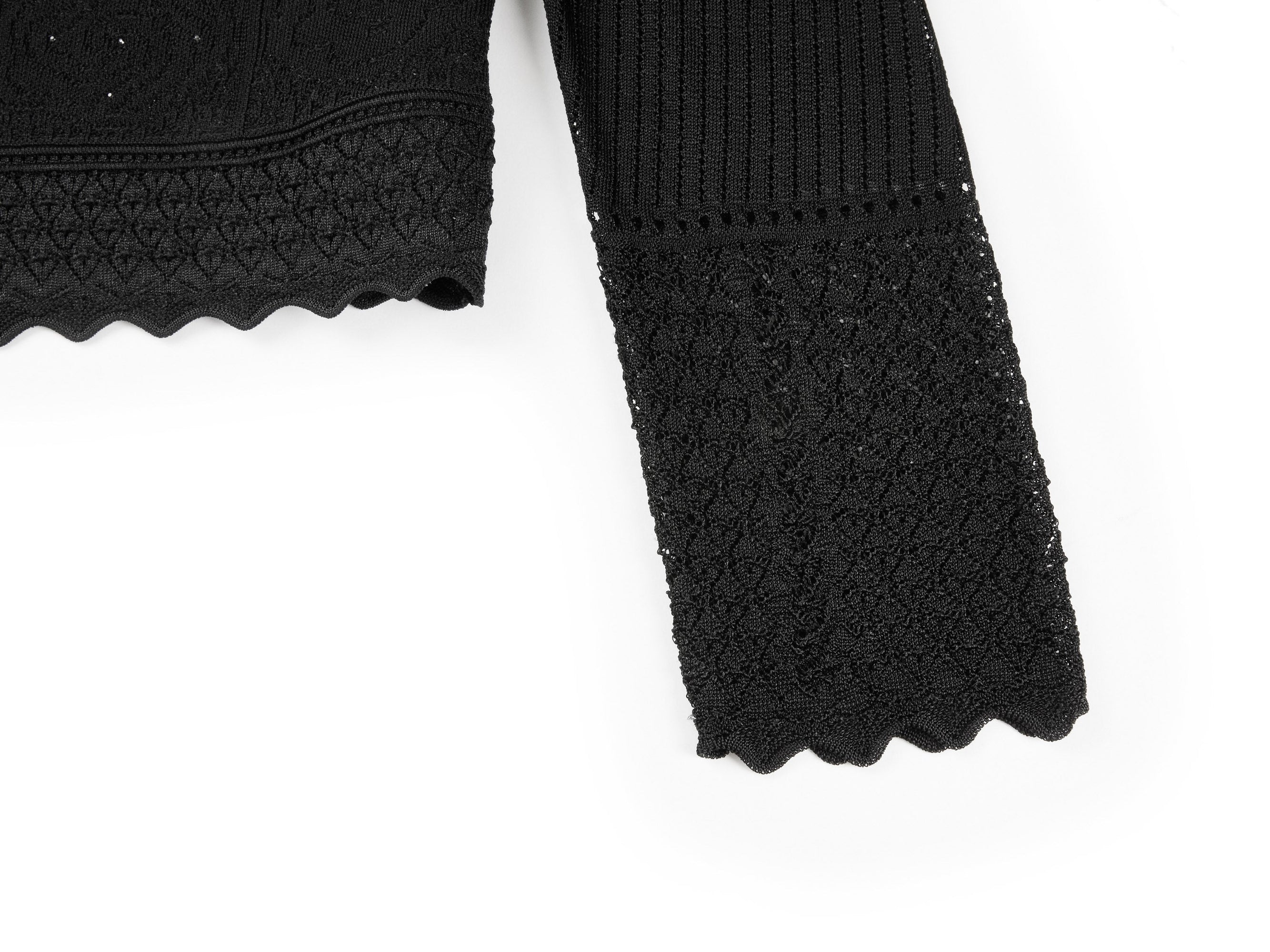 Jacquard Round Neck Cardigan | Black