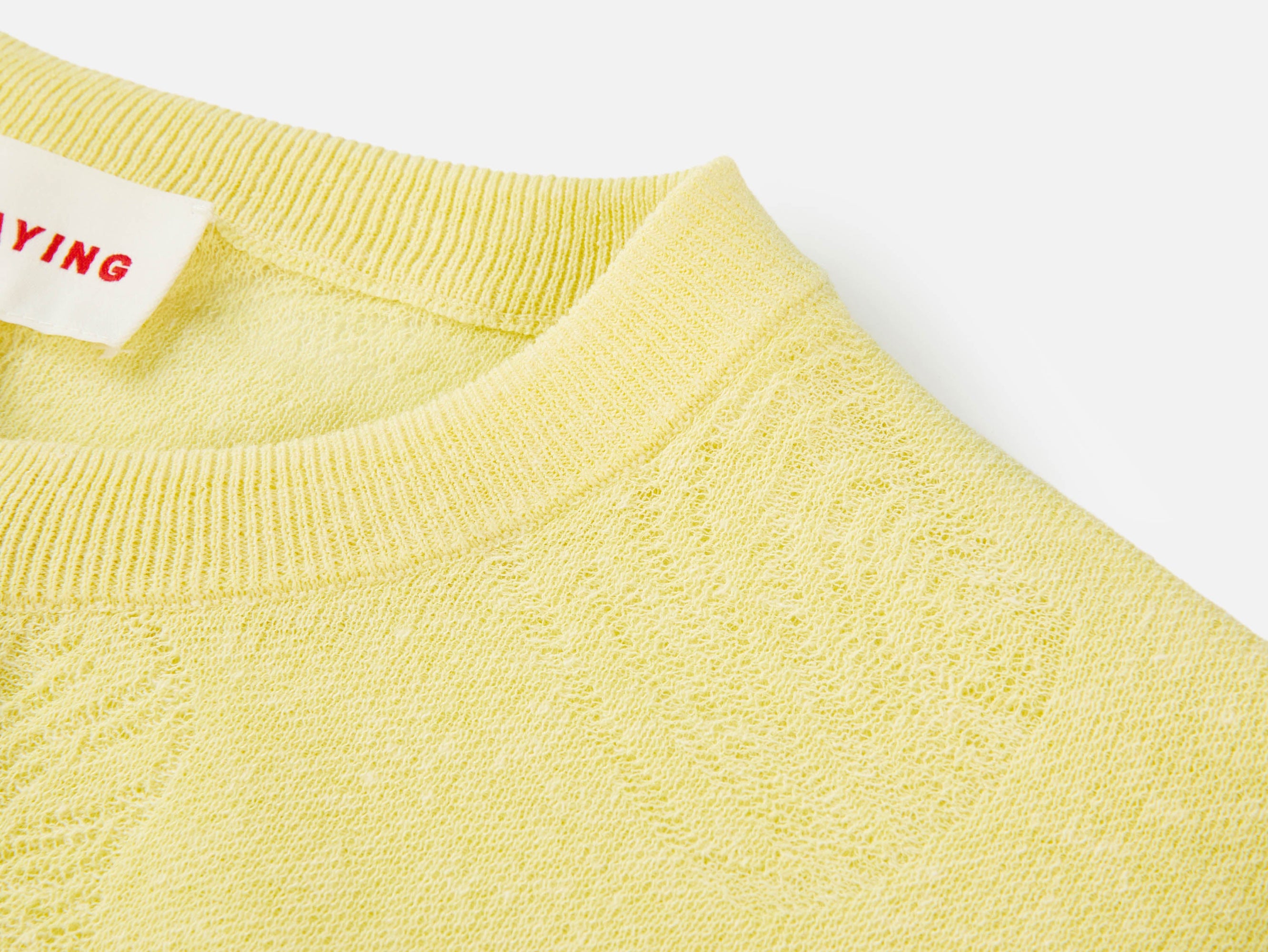 Linen Blended Round Neck Knit Cardigan | Yellow