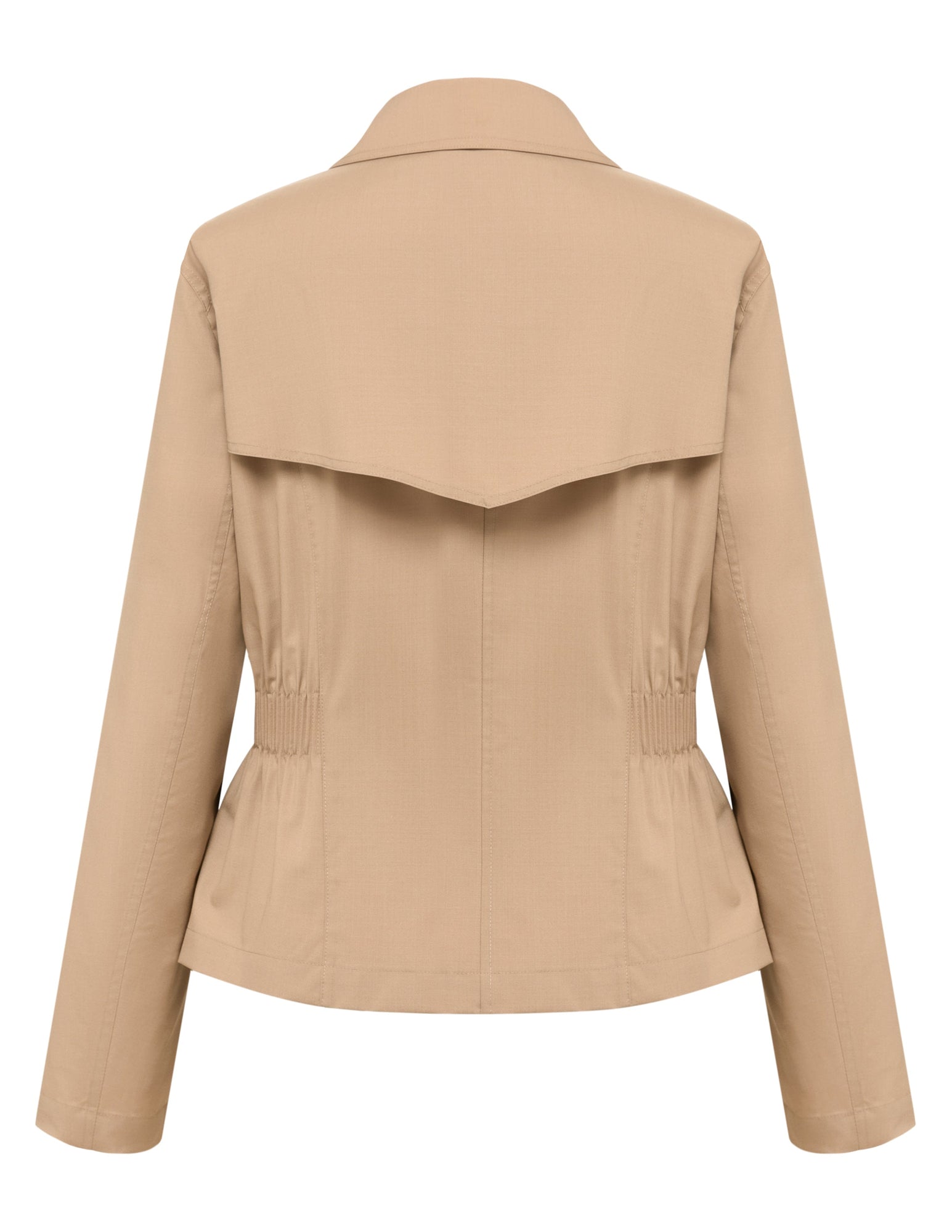 Wool-Silk Blend Cinched Waist Coat | Khaki