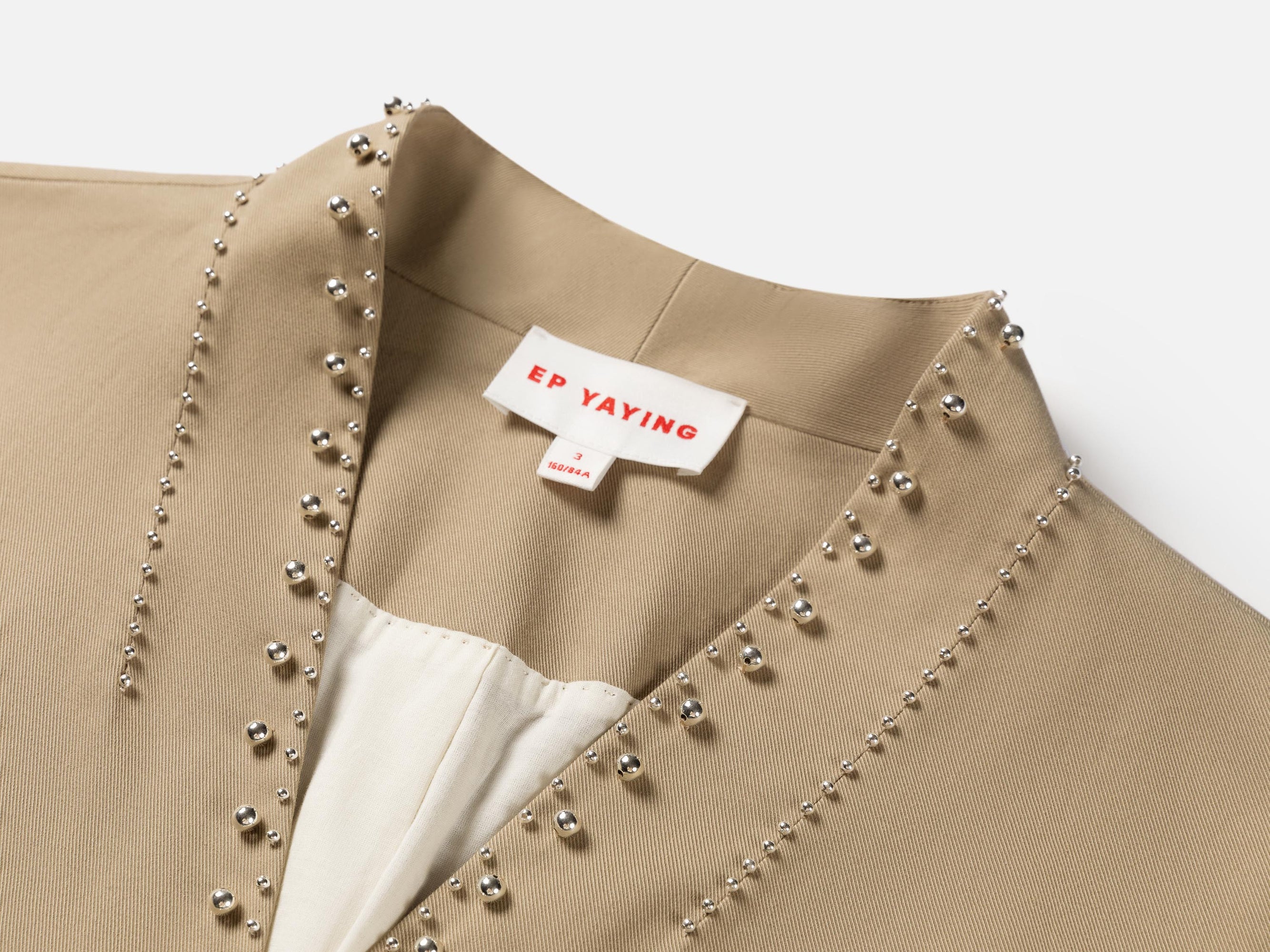 Embroidered Long Coat | Khaki