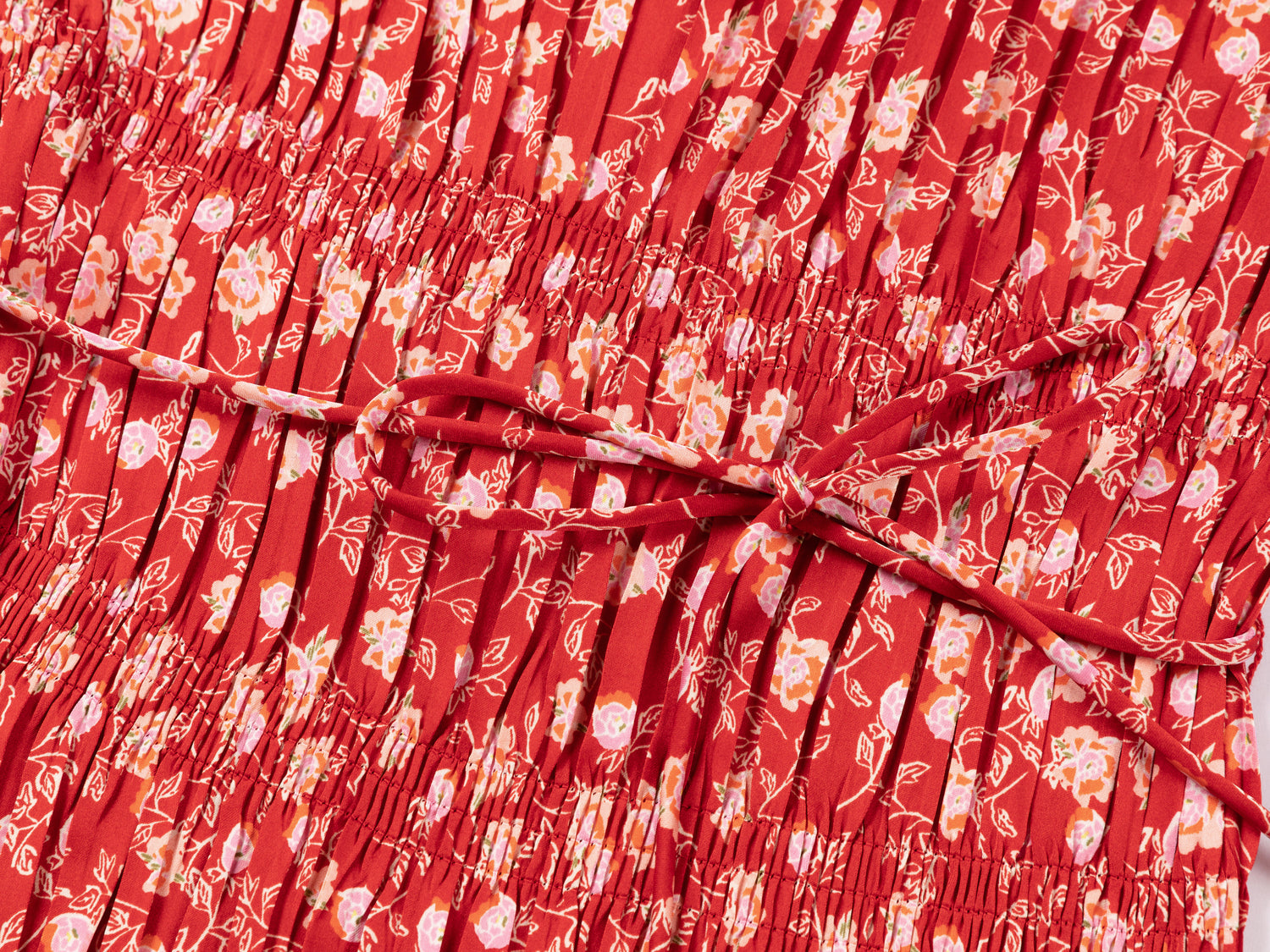 Traditional Chinese Style Floral Suspenders Dress | Red