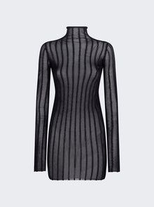 Women | The Attico | Semi-sheer Knitted Ribbed Mini Dress | Black