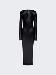 Women | The Attico | Long Sheer Knitted Rib Dress | Black