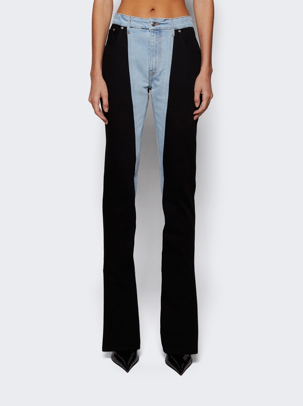 Women | Mugler | Bi-color Skinny Jeans Tokyo Blue & Black