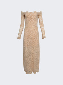 Women | Rabanne | Sequin-embroidered Lace Dress Raffia Beige
