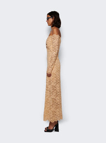 Women | Rabanne | Sequin-embroidered Lace Dress Raffia Beige