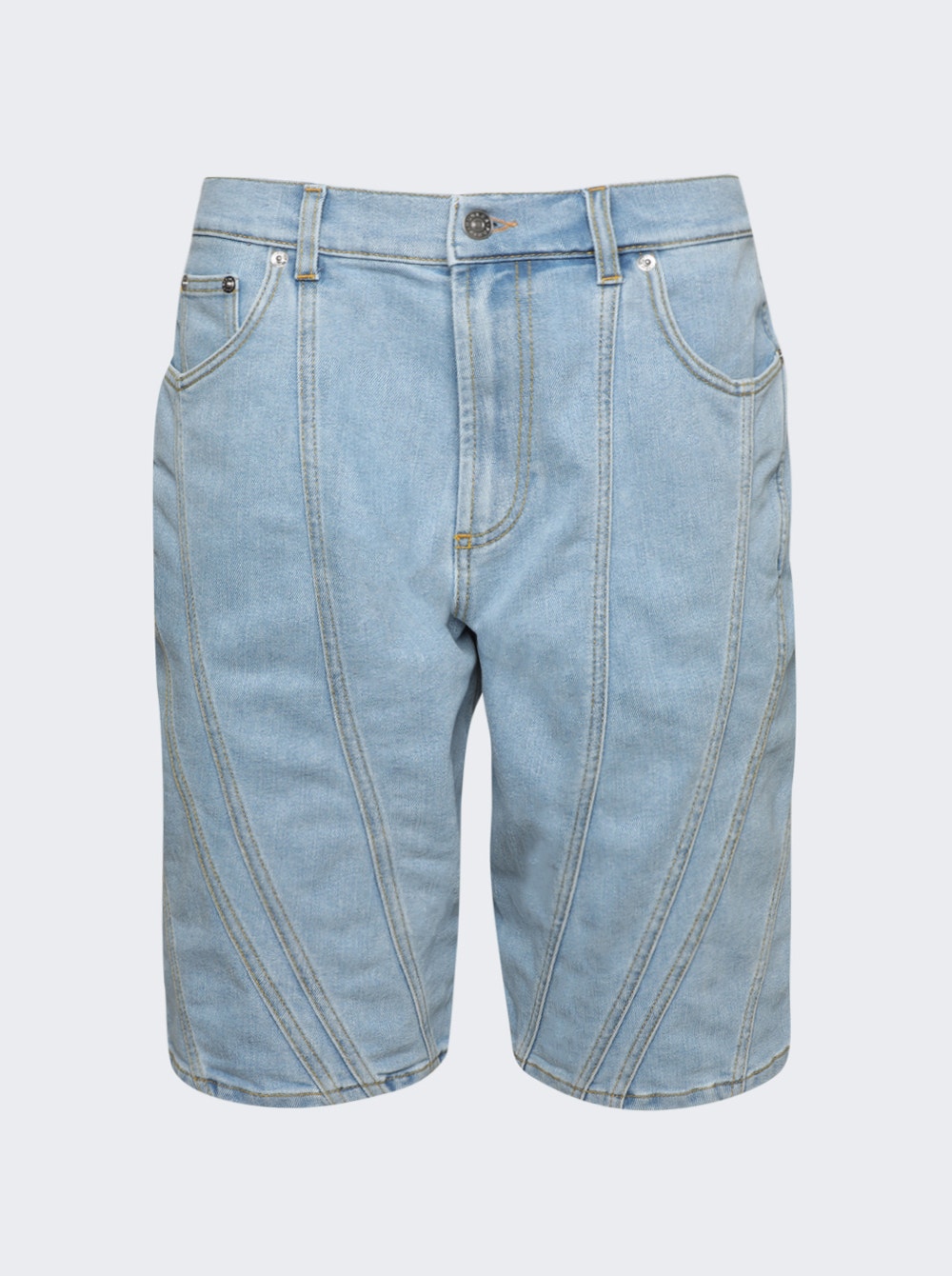 Women | Mugler | Spiral Baggy Denim Shorts | Light Blue