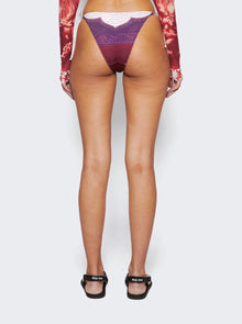 Women | Jean Paul Gaultier | Cartouche Printed Bikini Bottom | Burgundy