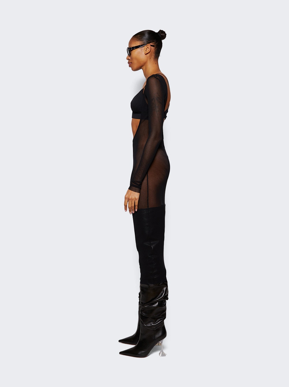 Women | Jean Paul Gaultier X Shayne Oliver | Mesh Low Cut And Backless Dress | Black