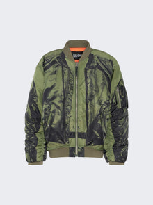 Women | Jean Paul Gaultier | Nylon Trompe L'oeil Bomber Jacket | Khaki Green
