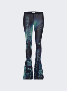 Women | Jean Paul Gaultier | Mesh Flare Pants | Blue Pigalle Print