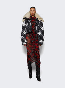 Women | Jean Paul Gaultier | Heavy Nylon Aviator Coat With Double Shearling Collar | Distorted Tartan