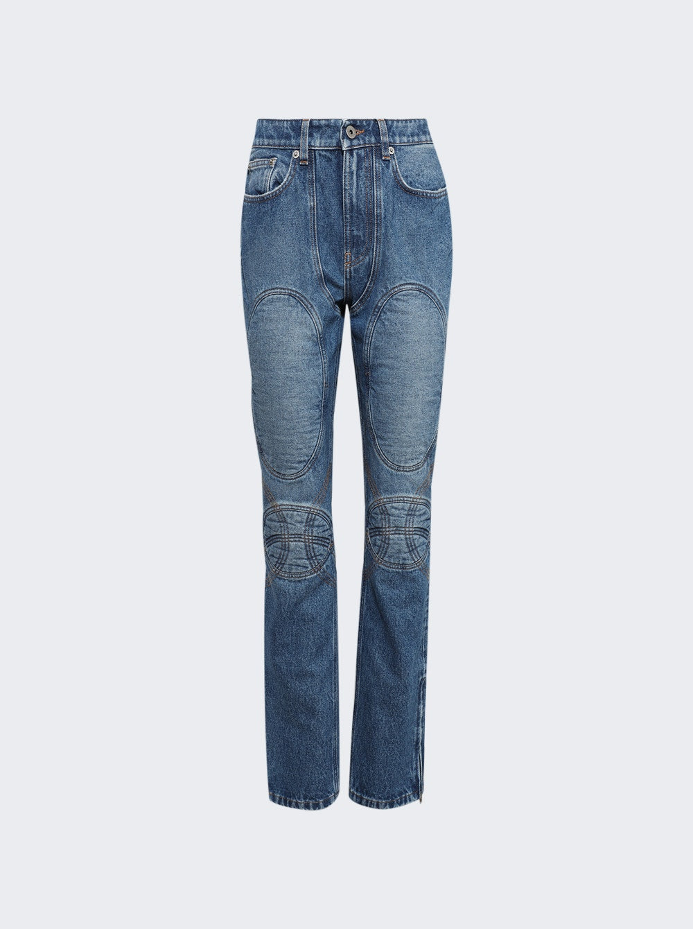Women | Jean Paul Gaultier | Jeans With Lacing And Knee Bonding Detail | Vintage Blue