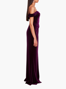 Velvet Plunging Gown | Eggplant