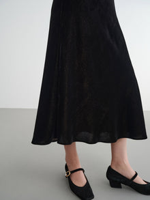 Mulberry Silk Velvet Fishtail Skirt | Black