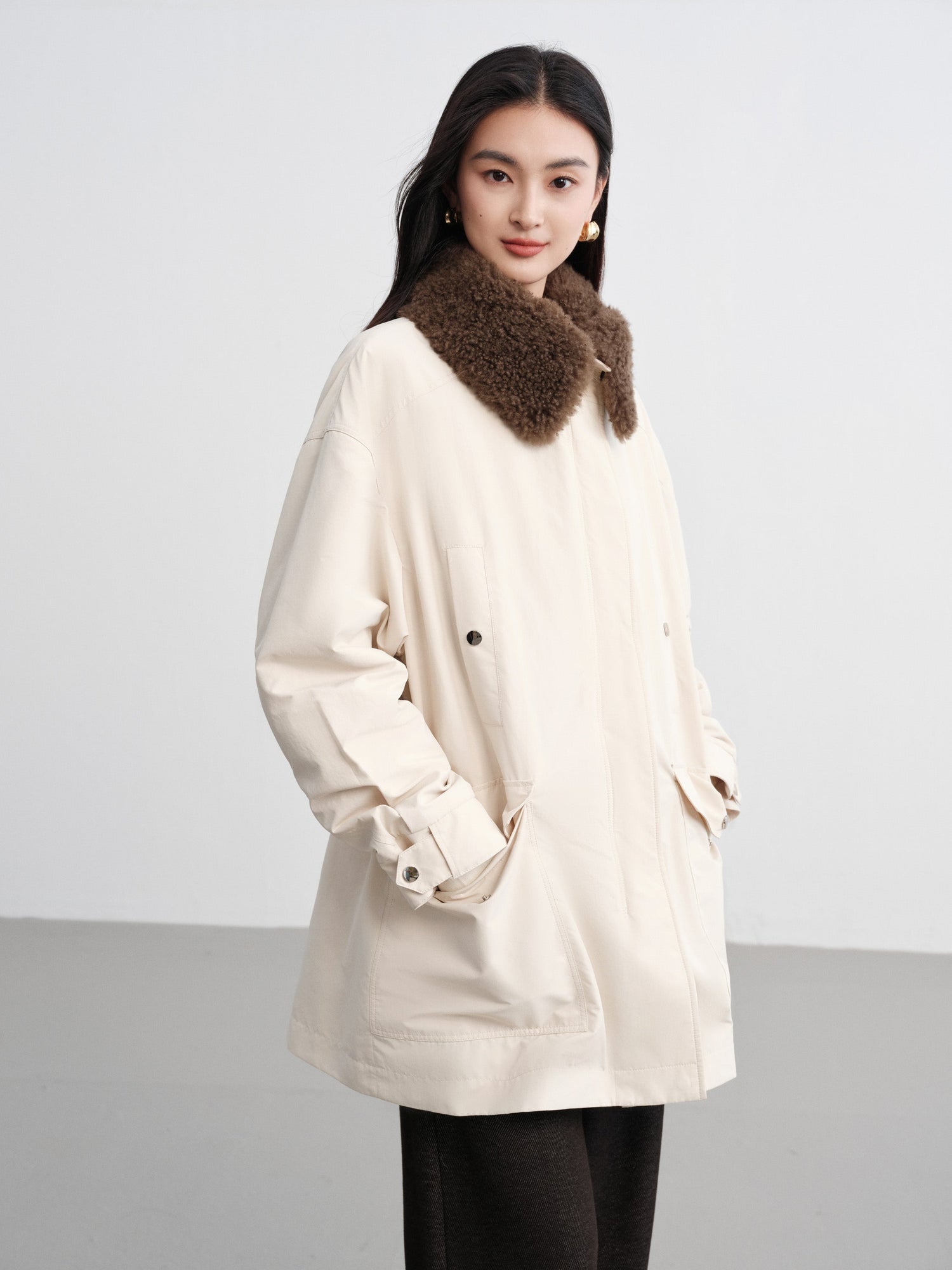 Wool Light Warm Parka | White
