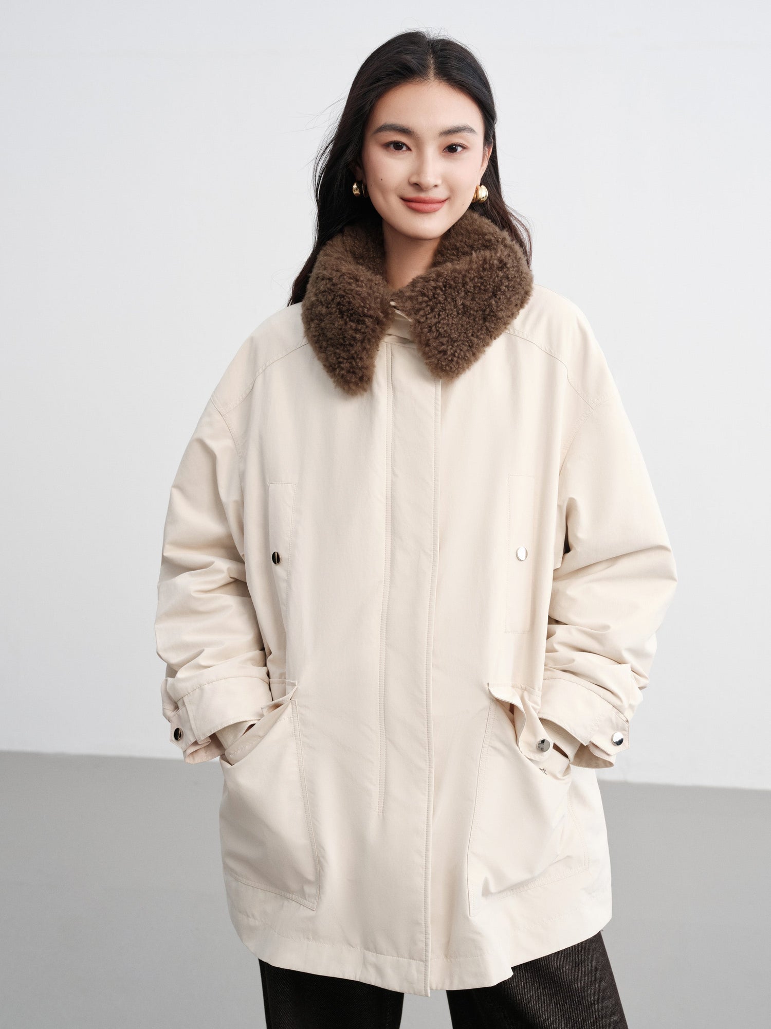 Wool Light Warm Parka | White