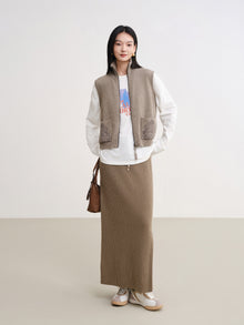 Ribbed Cashmere Skirt | Brown