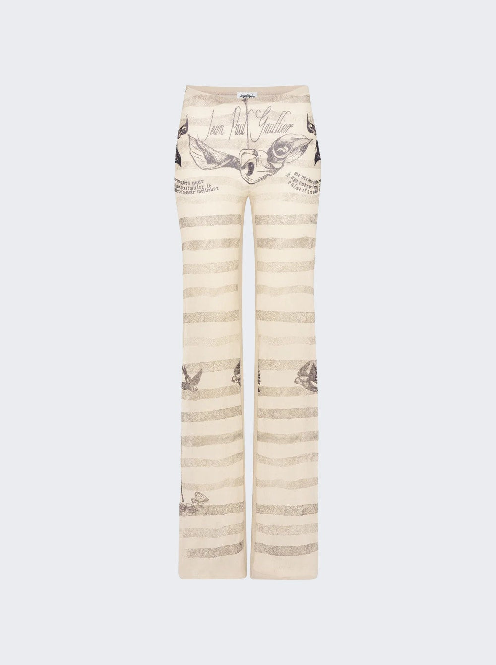 Women | Jean Paul Gaultier | Mesh Tattoo Marinière Pants | Ecru