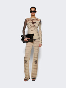 Women | Jean Paul Gaultier | Mesh Tattoo Marinière Pants | Ecru