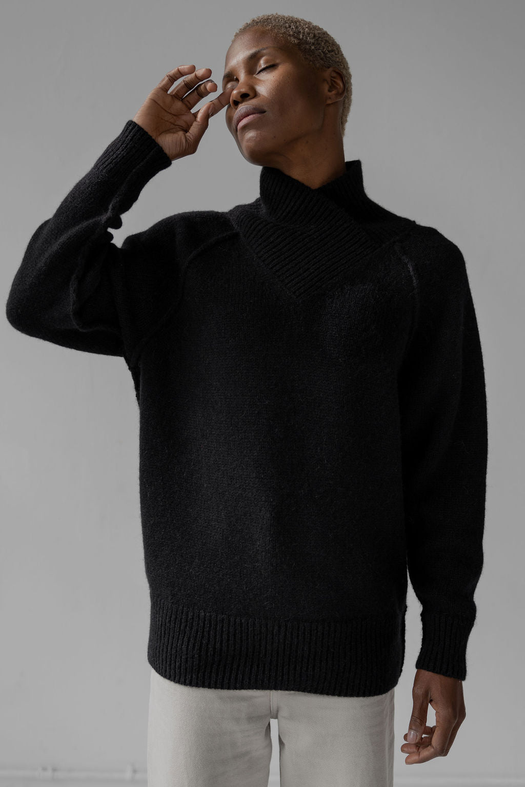 Wrap Collar Baby Alpaca Pullover | Green Envy