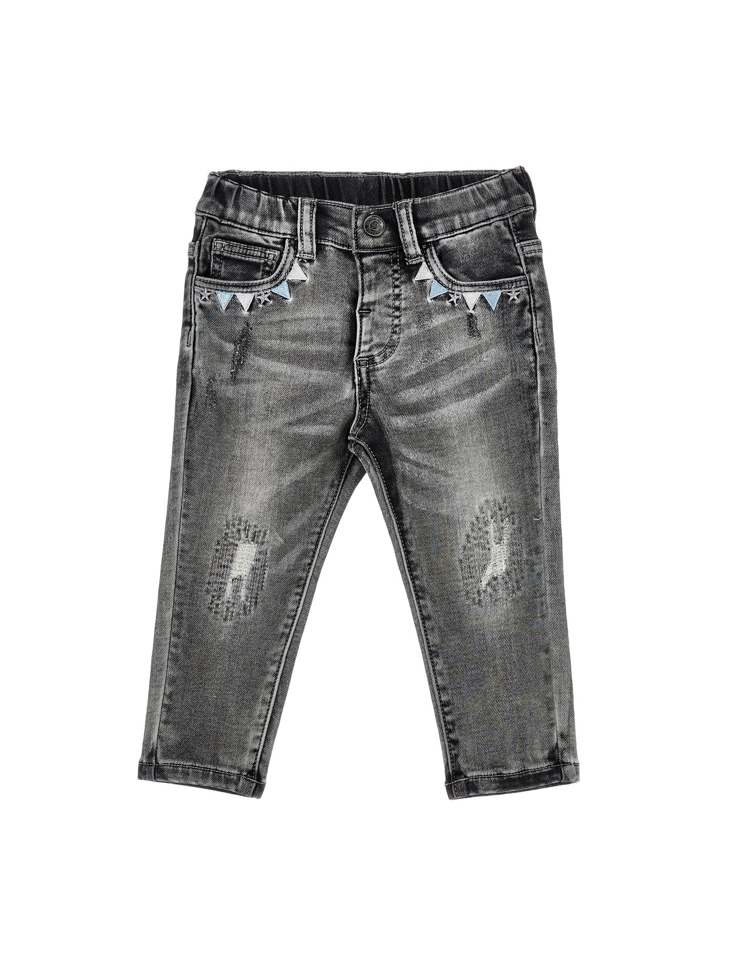 Boys | Embroidered Denim Trousers | Medium Grey/Black